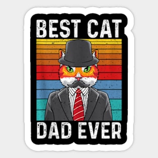 Best Cat Dad Ever Vintage Mustache Retro Sunset Fathers Day Sticker